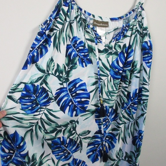 Tommy Bahama Fronds Floating Tie-Front Dress M Blue 100% Rayon Mini Beach 162 - Picture 5 of 11